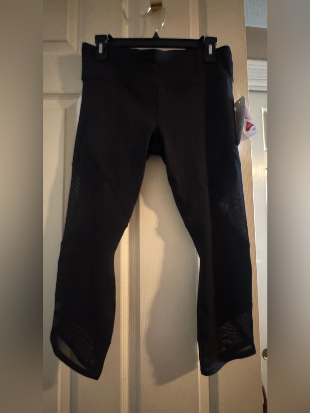 Athleta Black Mesh Panel Capris